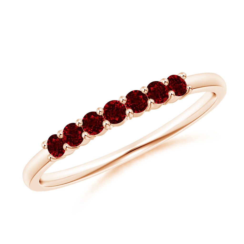 2mm AAAA Half Eternity Seven Stone Ruby Wedding Band in Rose Gold