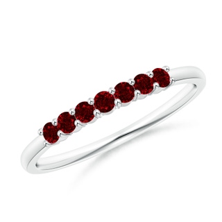 2mm AAAA Half Eternity Seven Stone Ruby Wedding Band in White Gold