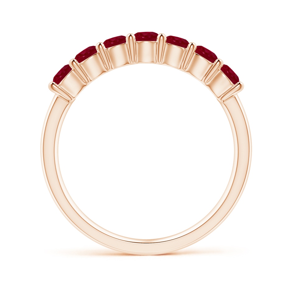 3mm AA Half Eternity Seven Stone Ruby Wedding Band in Rose Gold side-1