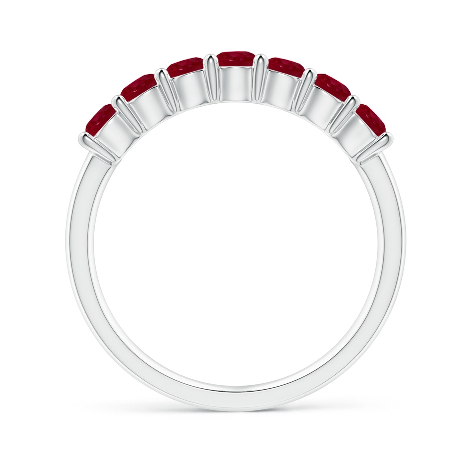 3mm AA Half Eternity Seven Stone Ruby Wedding Band in White Gold side-1