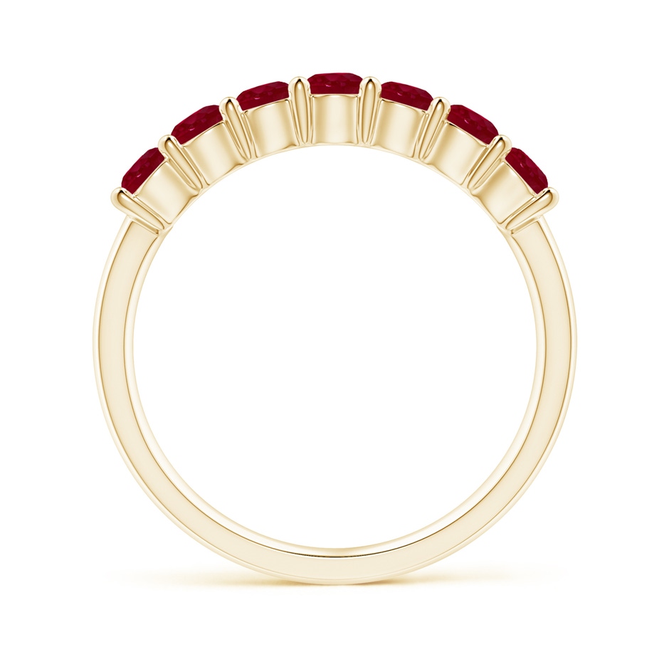 3mm AA Half Eternity Seven Stone Ruby Wedding Band in Yellow Gold side-1