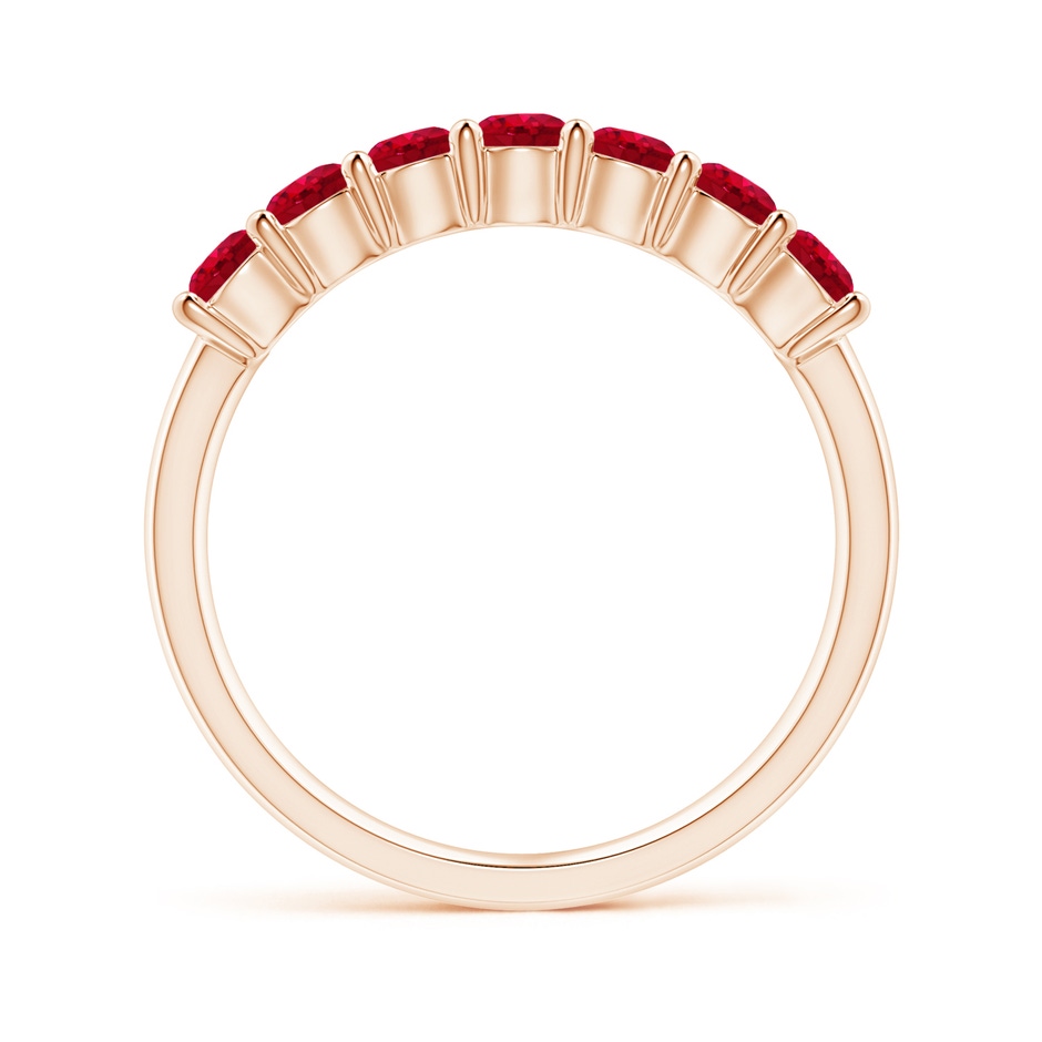 3mm AAA Half Eternity Seven Stone Ruby Wedding Band in Rose Gold side-1