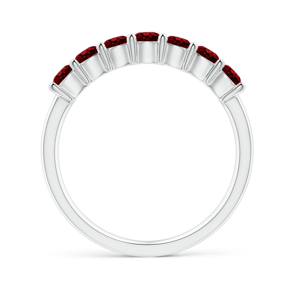 3mm AAAA Half Eternity Seven Stone Ruby Wedding Band in P950 Platinum Side-1