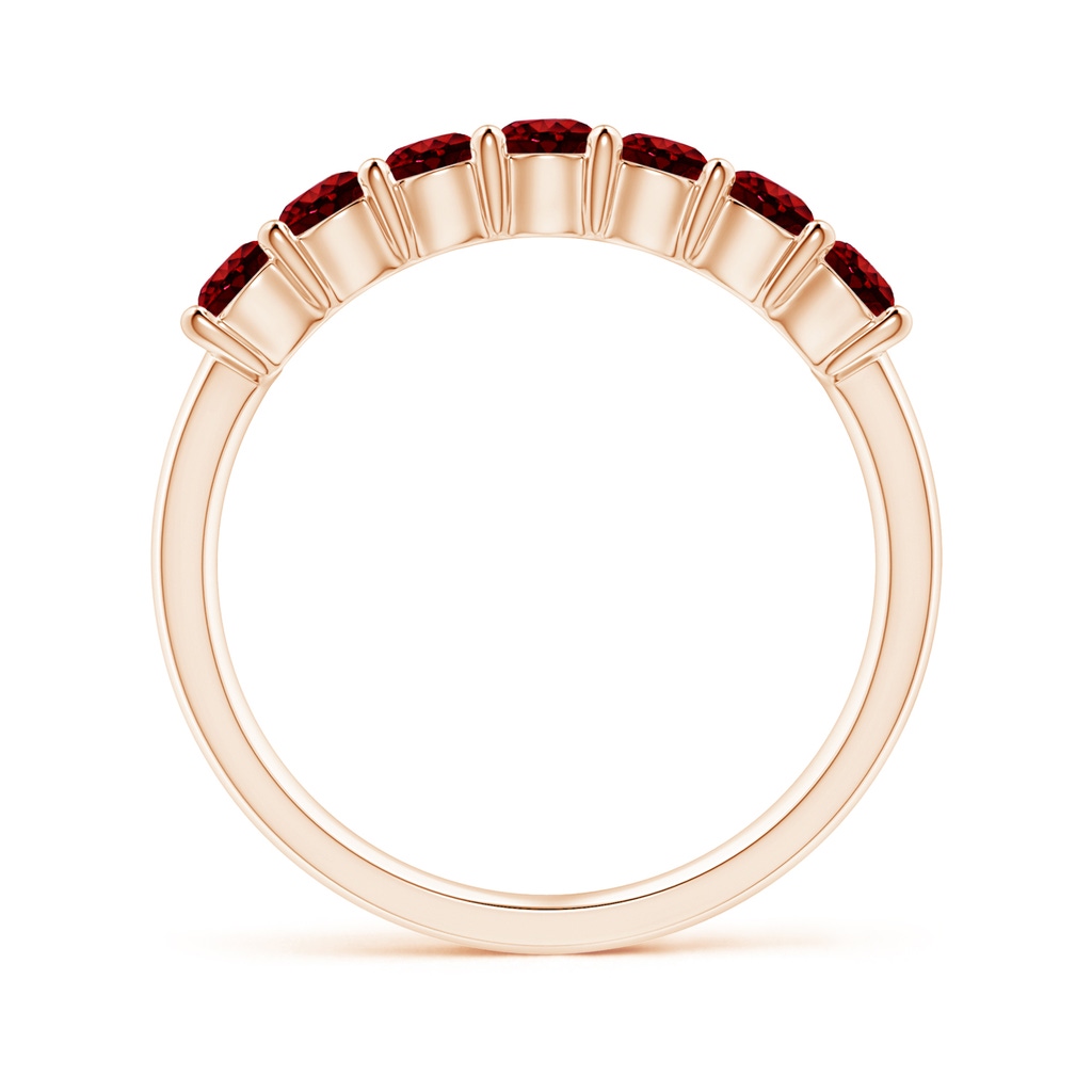 3mm AAAA Half Eternity Seven Stone Ruby Wedding Band in Rose Gold Side-1