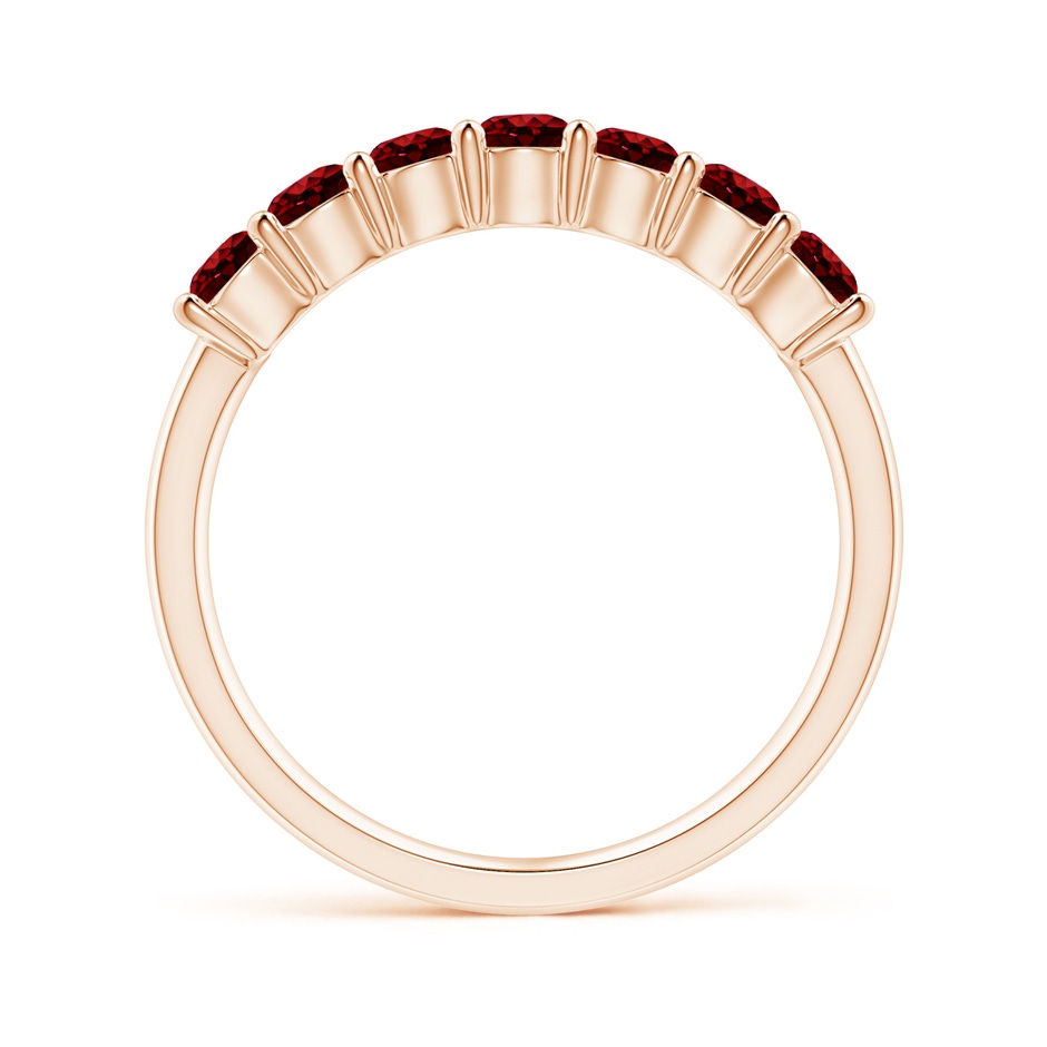 3mm AAAA Half Eternity Seven Stone Ruby Wedding Band in Rose Gold side-1