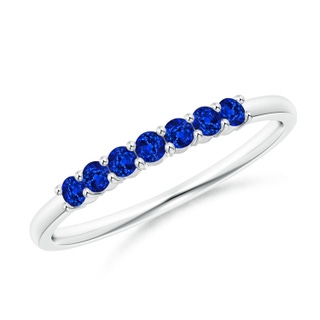 2mm AAAA Half Eternity Seven Stone Sapphire Wedding Band in White Gold