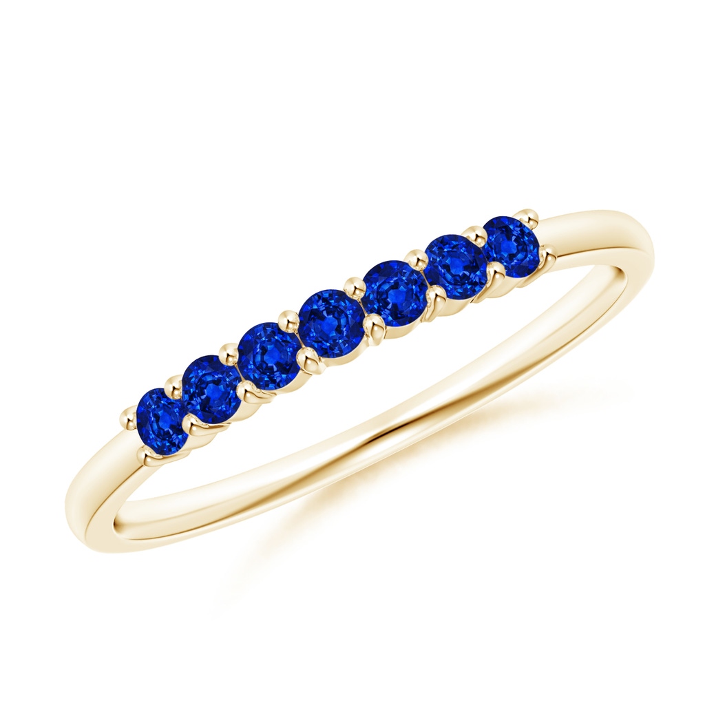 2mm AAAA Half Eternity Seven Stone Sapphire Wedding Band in Yellow Gold