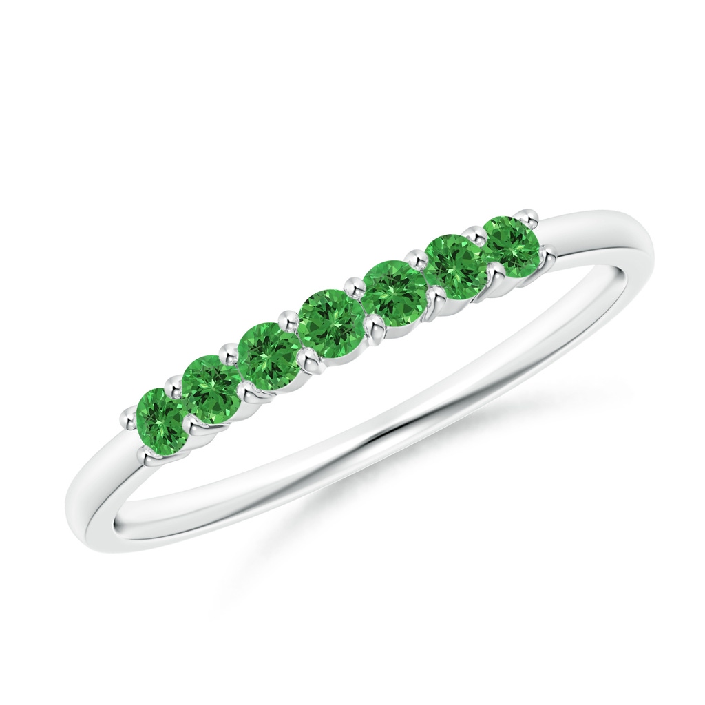 2mm AAAA Half Eternity Seven Stone Tsavorite Wedding Band in P950 Platinum