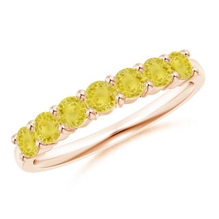 3mm A Half Eternity Seven Stone Yellow Sapphire Wedding Band in Rose Gold