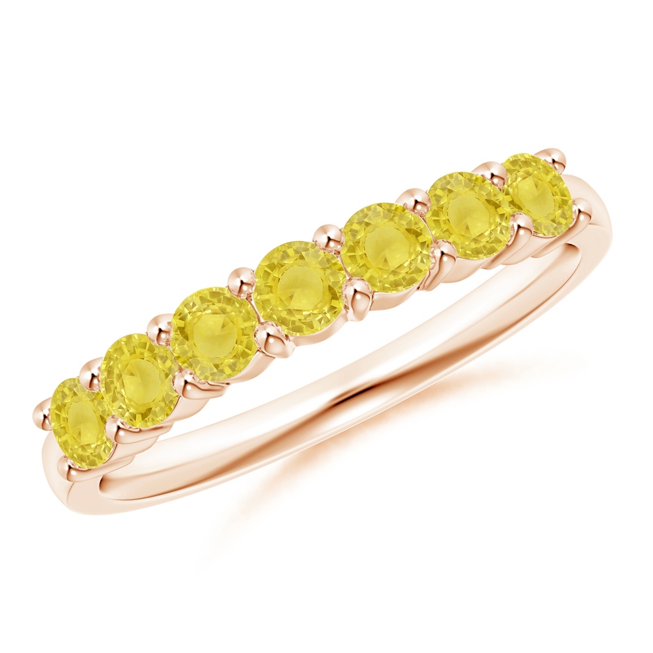 3mm A Half Eternity Seven Stone Yellow Sapphire Wedding Band in Rose Gold 