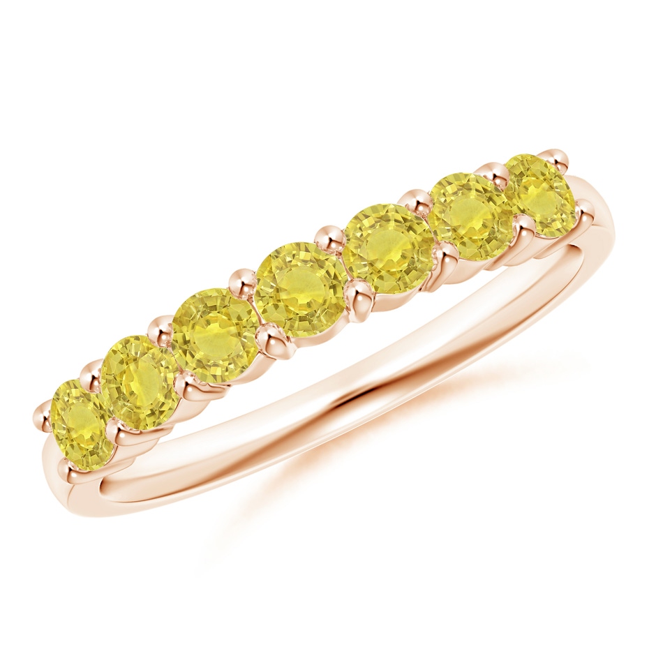 3mm AA Half Eternity Seven Stone Yellow Sapphire Wedding Band in Rose Gold 