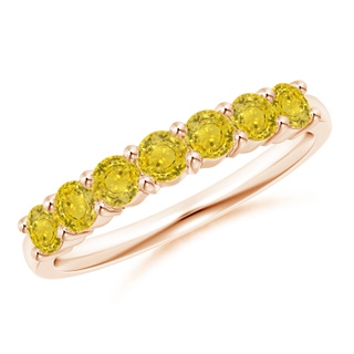 3mm AAA Half Eternity Seven Stone Yellow Sapphire Wedding Band in 10K Rose Gold