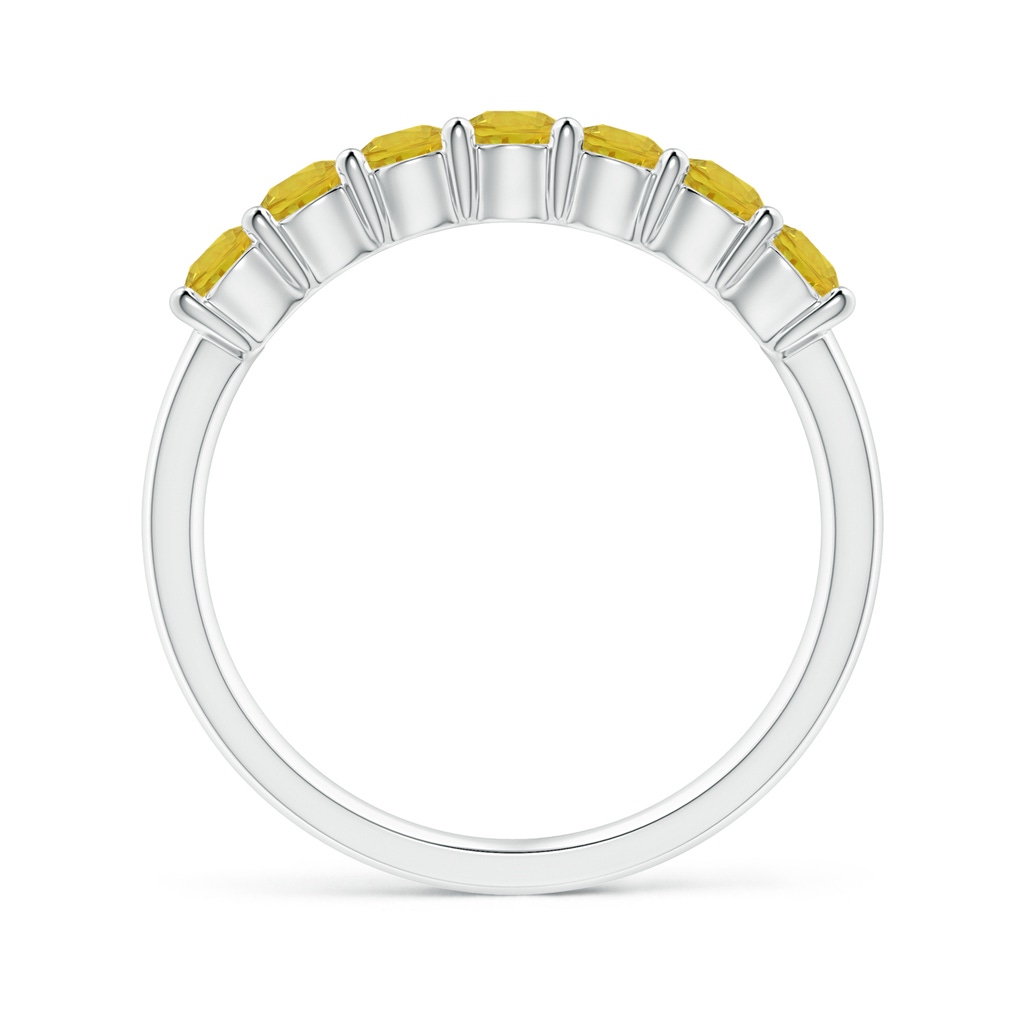 3mm AAA Half Eternity Seven Stone Yellow Sapphire Wedding Band in White Gold Side-1