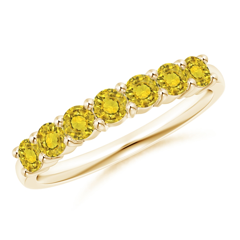3mm AAAA Half Eternity Seven Stone Yellow Sapphire Wedding Band in Yellow Gold 