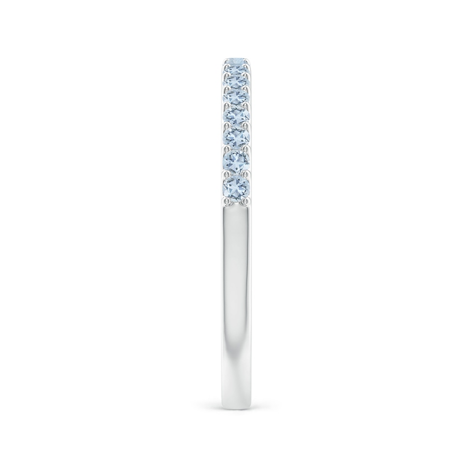 1.5mm A Prong Set Half Eternity Round Aquamarine Wedding Band in 10K White Gold side 2