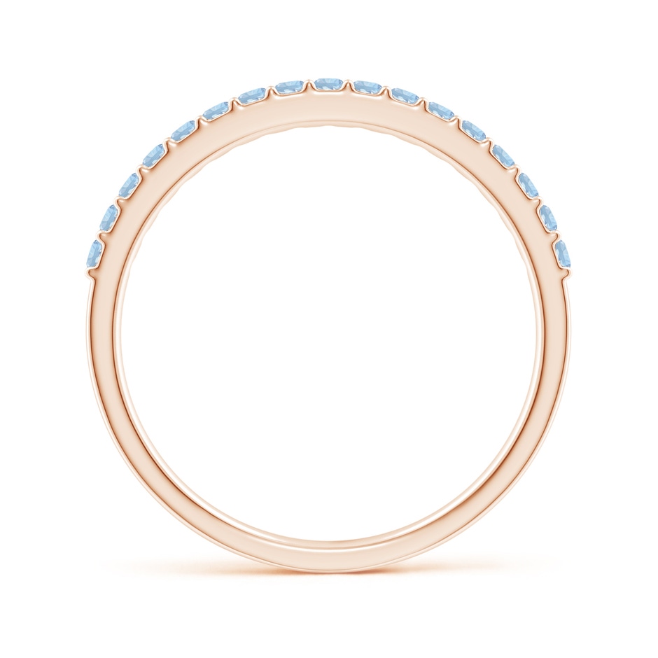 1.5mm AA Prong Set Half Eternity Round Aquamarine Wedding Band in Rose Gold side-1