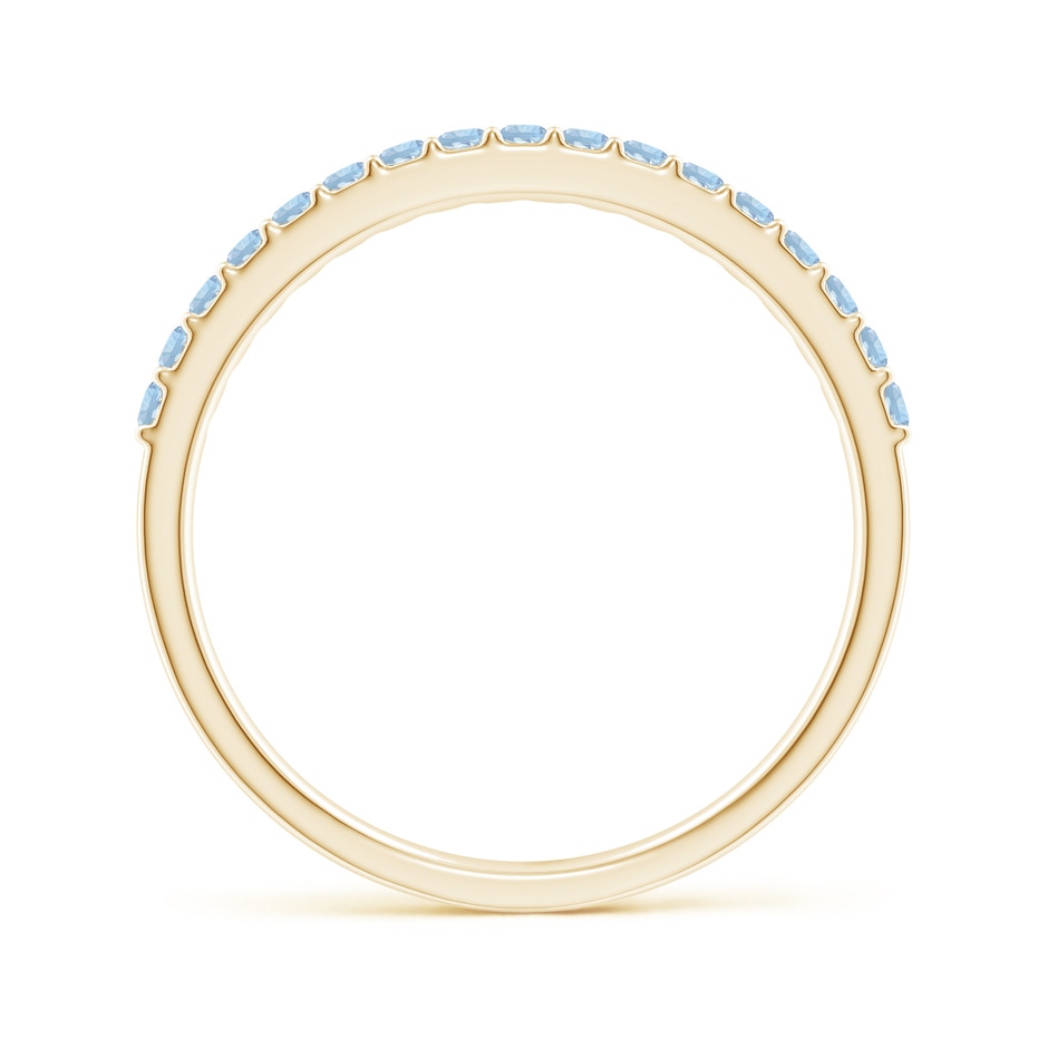 1.5mm AA Prong Set Half Eternity Round Aquamarine Wedding Band in Yellow Gold side-1