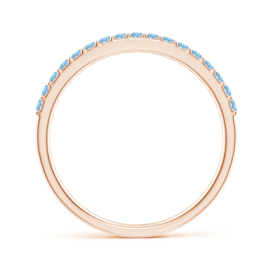 1.5mm AAA Prong Set Half Eternity Round Aquamarine Wedding Band in Rose Gold side-1