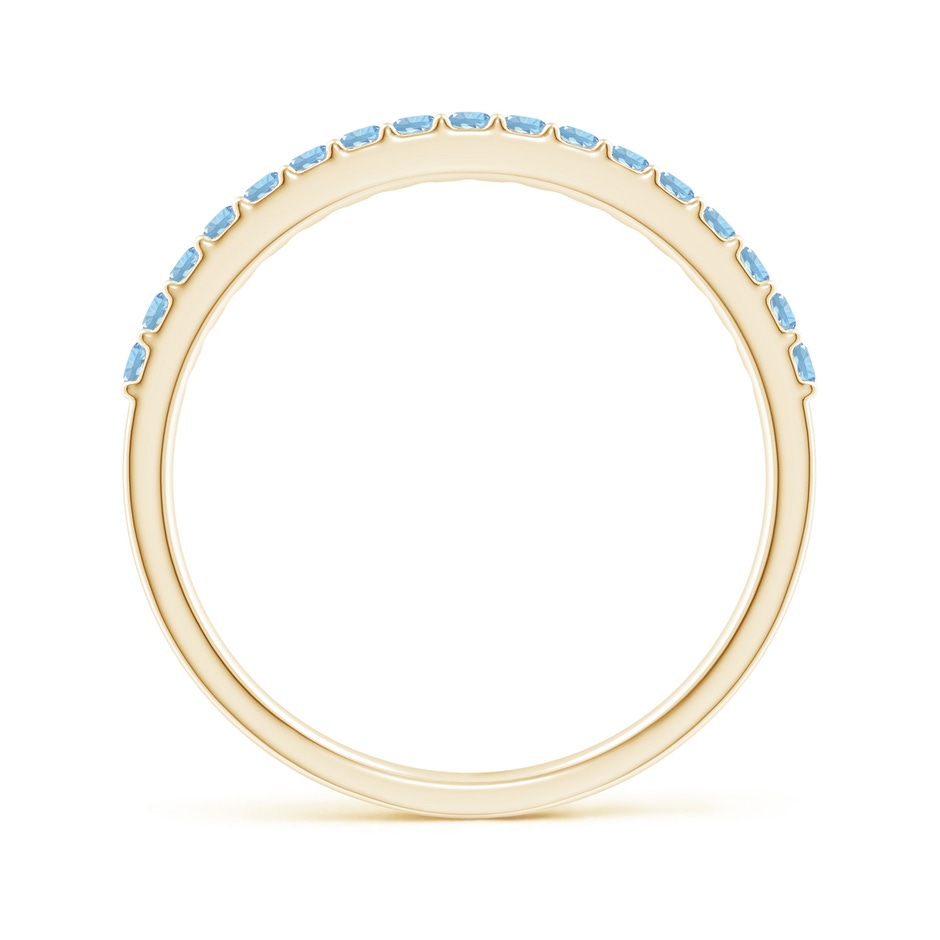 1.5mm AAA Prong Set Half Eternity Round Aquamarine Wedding Band in Yellow Gold side-1
