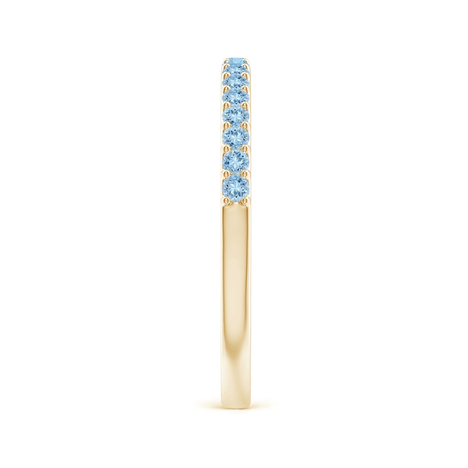 1.5mm AAA Prong Set Half Eternity Round Aquamarine Wedding Band in Yellow Gold side-2