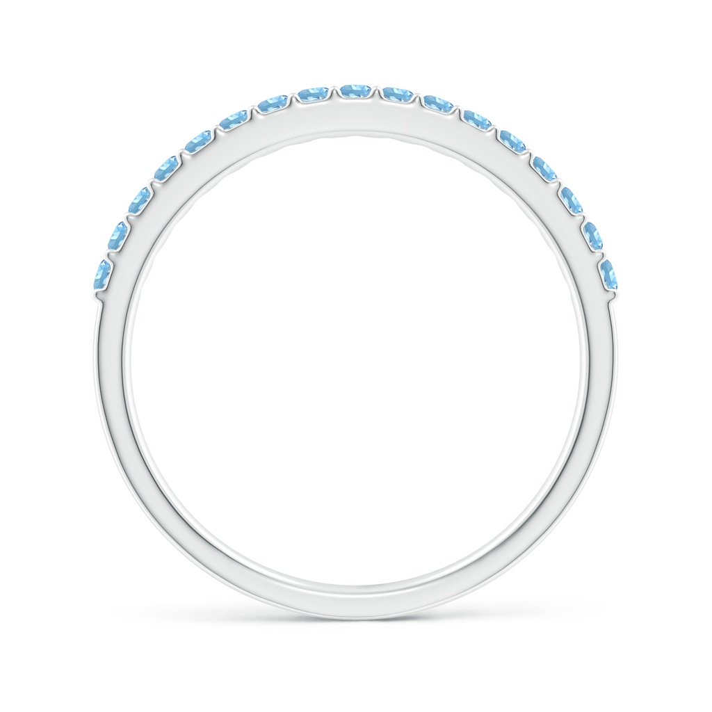 1.5mm AAAA Prong Set Half Eternity Round Aquamarine Wedding Band in P950 Platinum Side-1