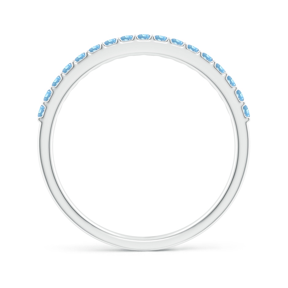 1.5mm AAAA Prong Set Half Eternity Round Aquamarine Wedding Band in P950 Platinum side-1