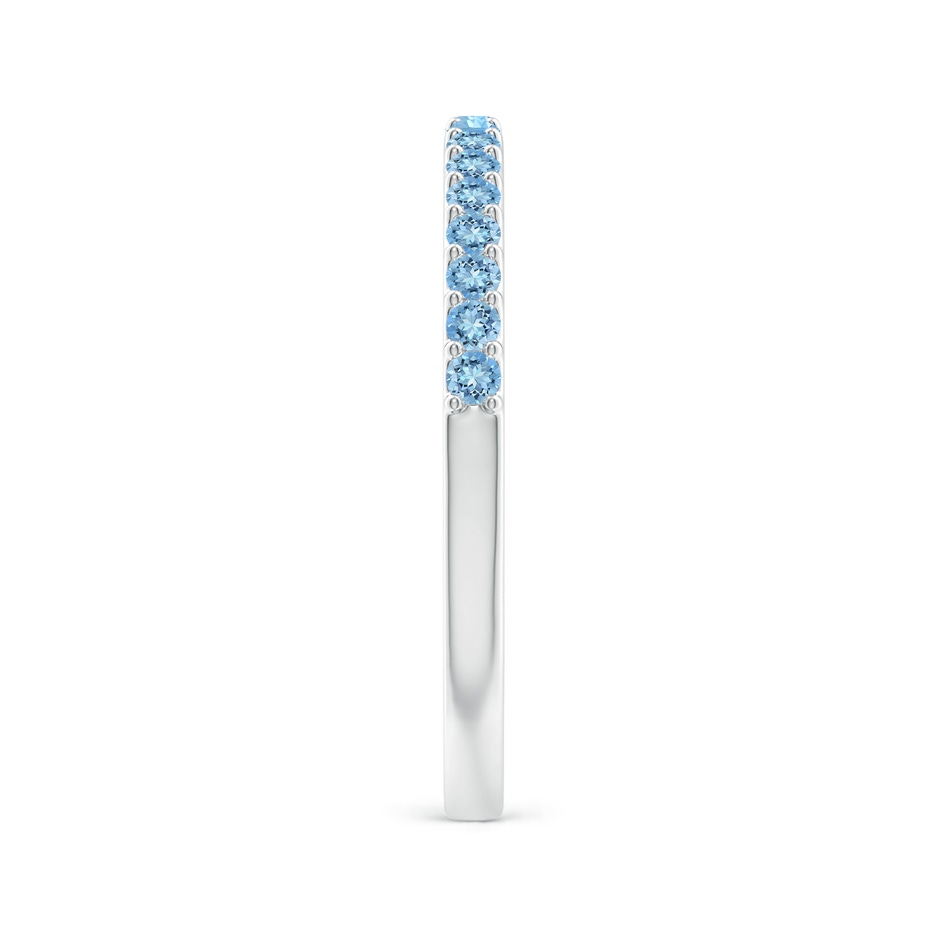 1.5mm AAAA Prong Set Half Eternity Round Aquamarine Wedding Band in P950 Platinum side-2