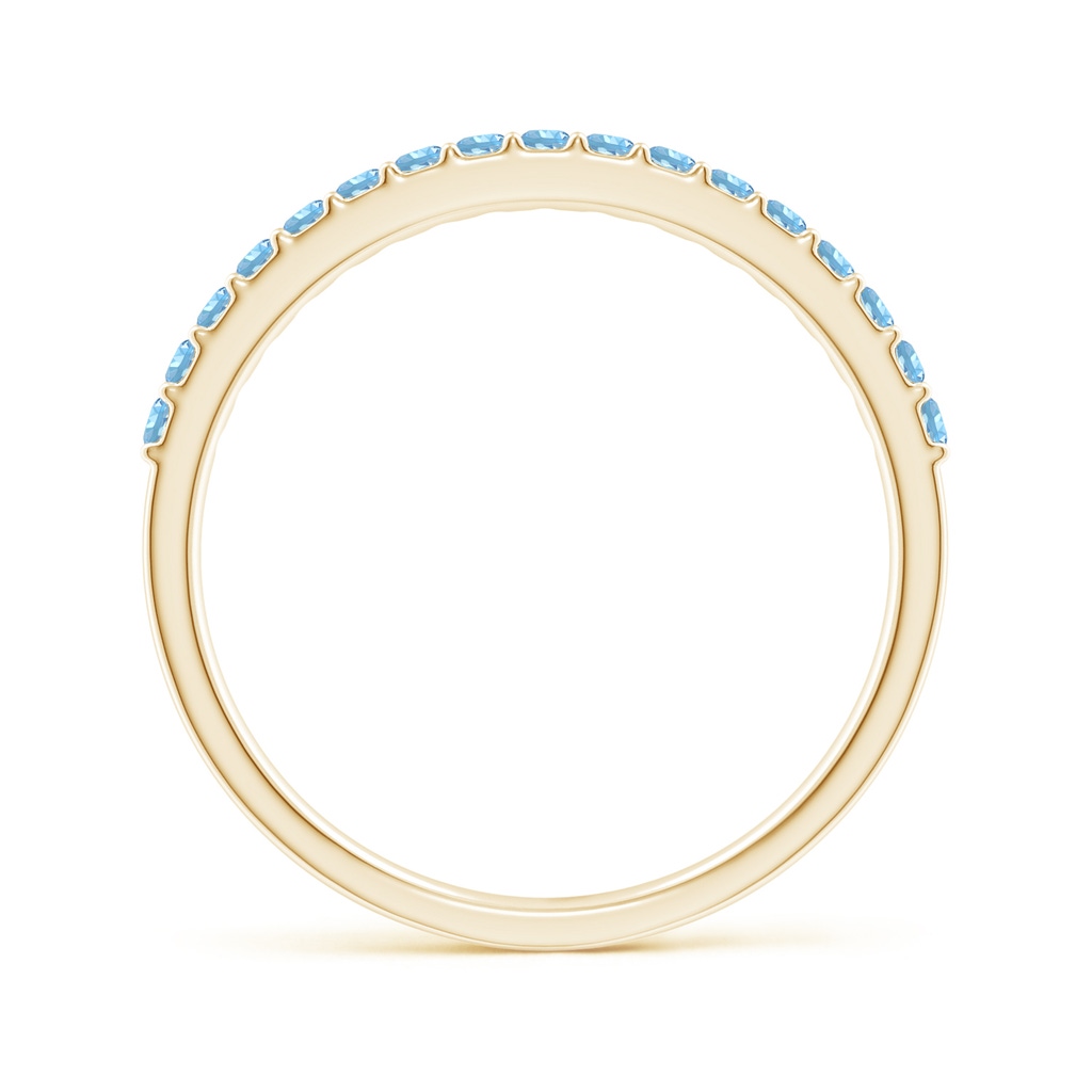 1.5mm AAAA Prong Set Half Eternity Round Aquamarine Wedding Band in Yellow Gold - side_1