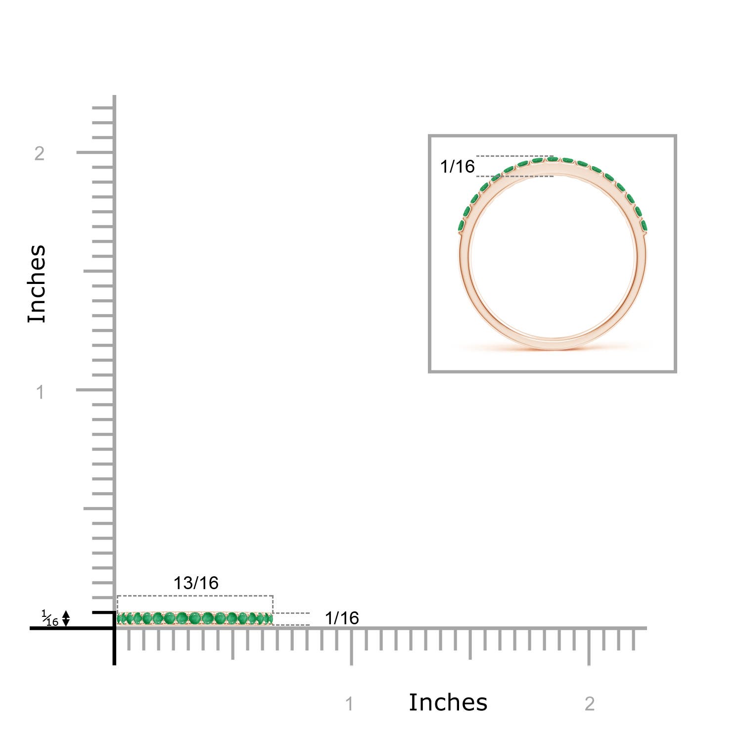 A - Emerald / 0.31 CT / 14 KT Rose Gold