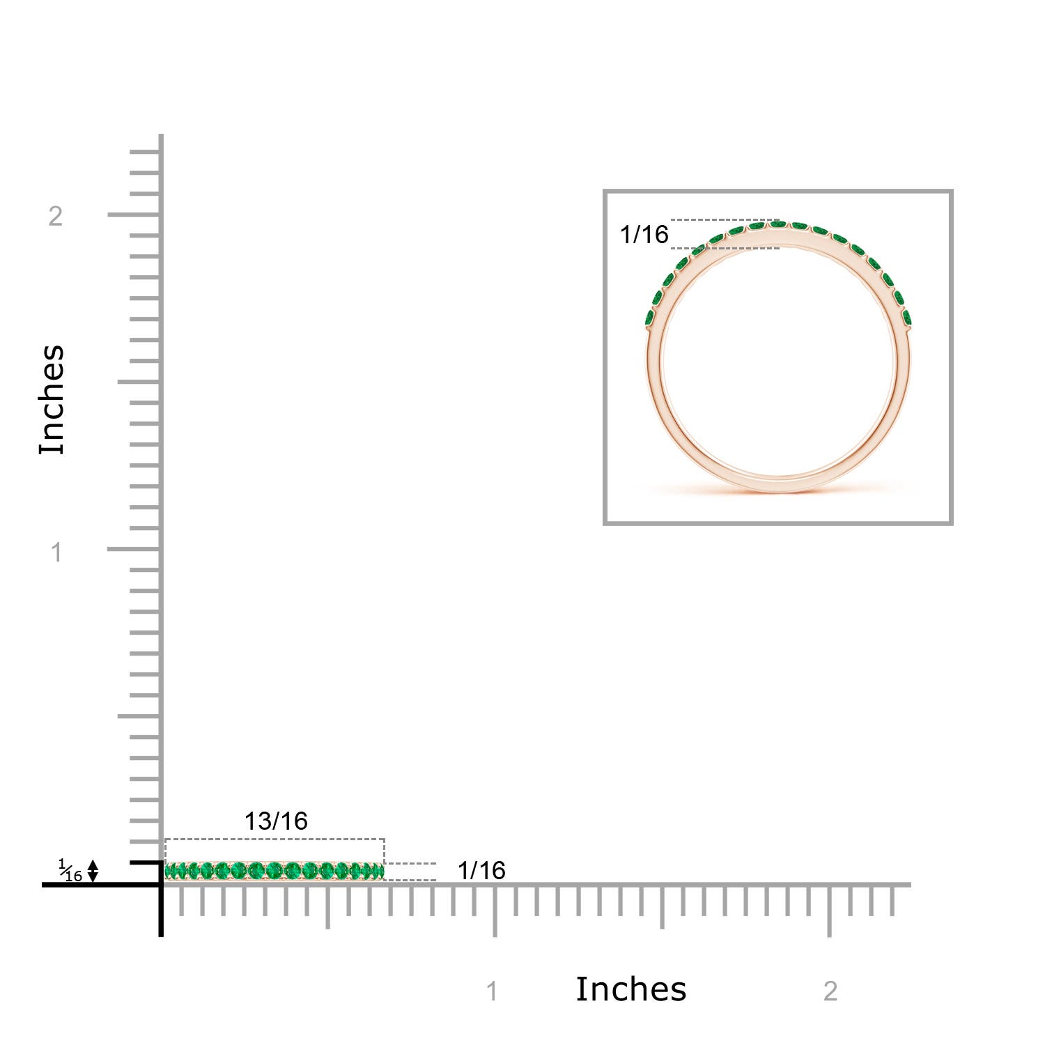 AAA - Emerald / 0.31 CT / 14 KT Rose Gold