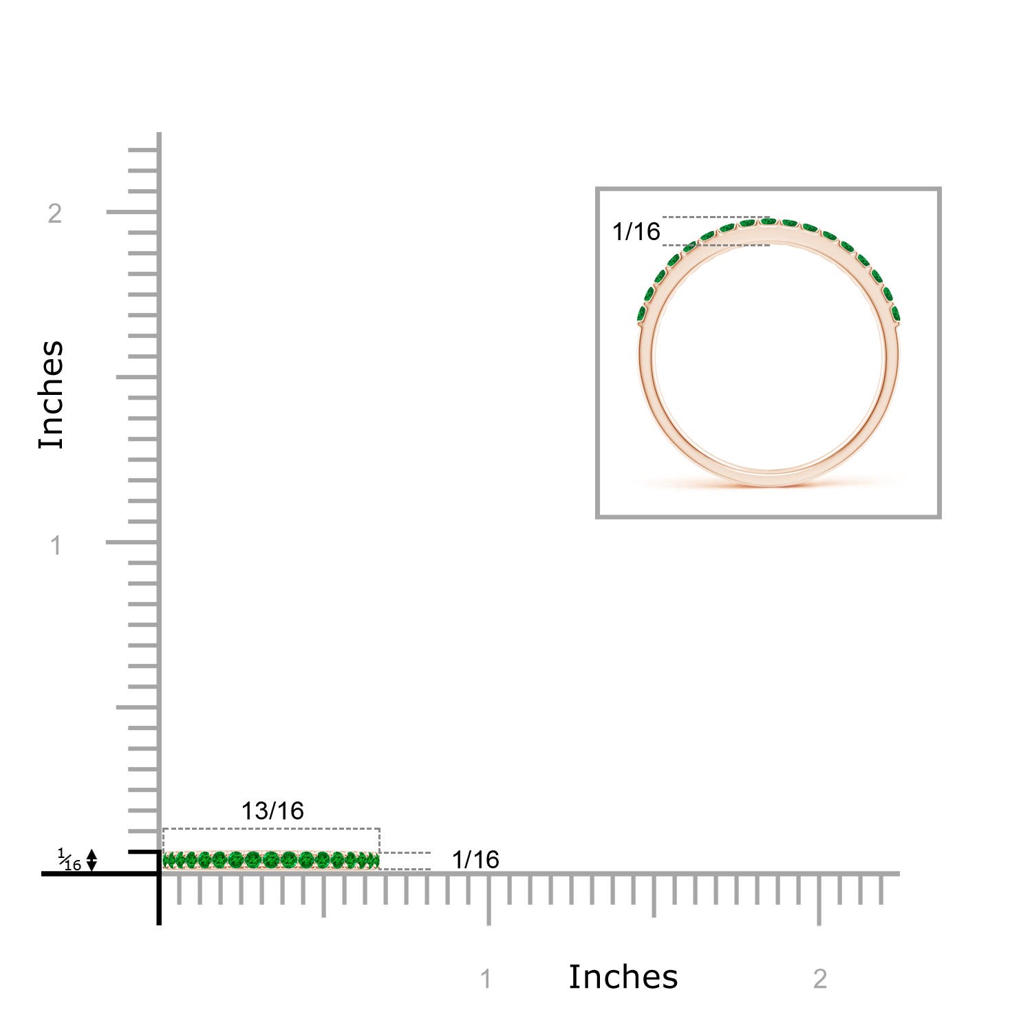 AAAA - Emerald / 0.31 CT / 14 KT Rose Gold