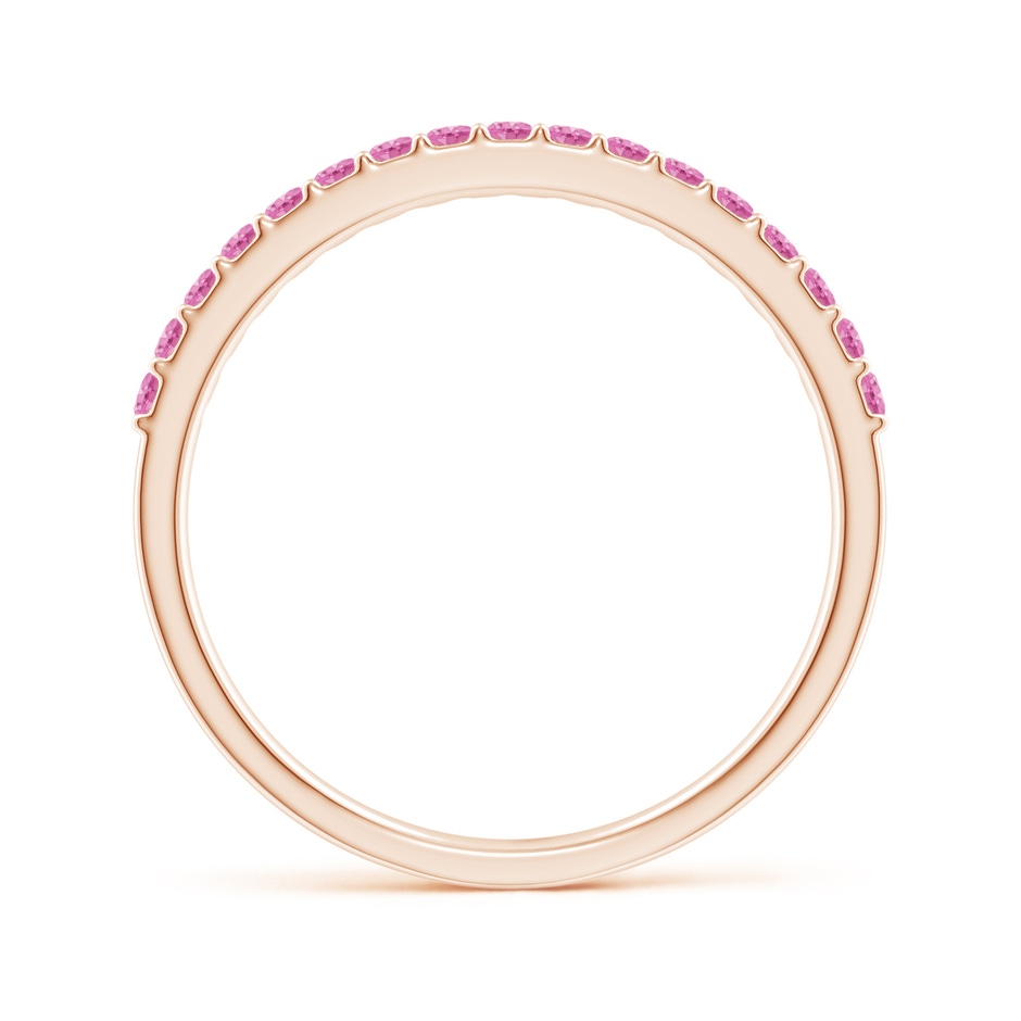 1.5mm AA Prong Set Half Eternity Round Pink Sapphire Wedding Band in Rose Gold side-1
