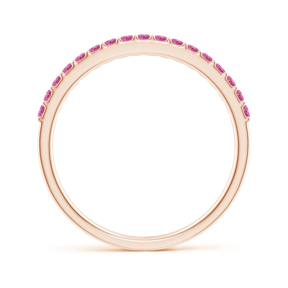 1.5mm AAA Prong Set Half Eternity Round Pink Sapphire Wedding Band in Rose Gold side-1