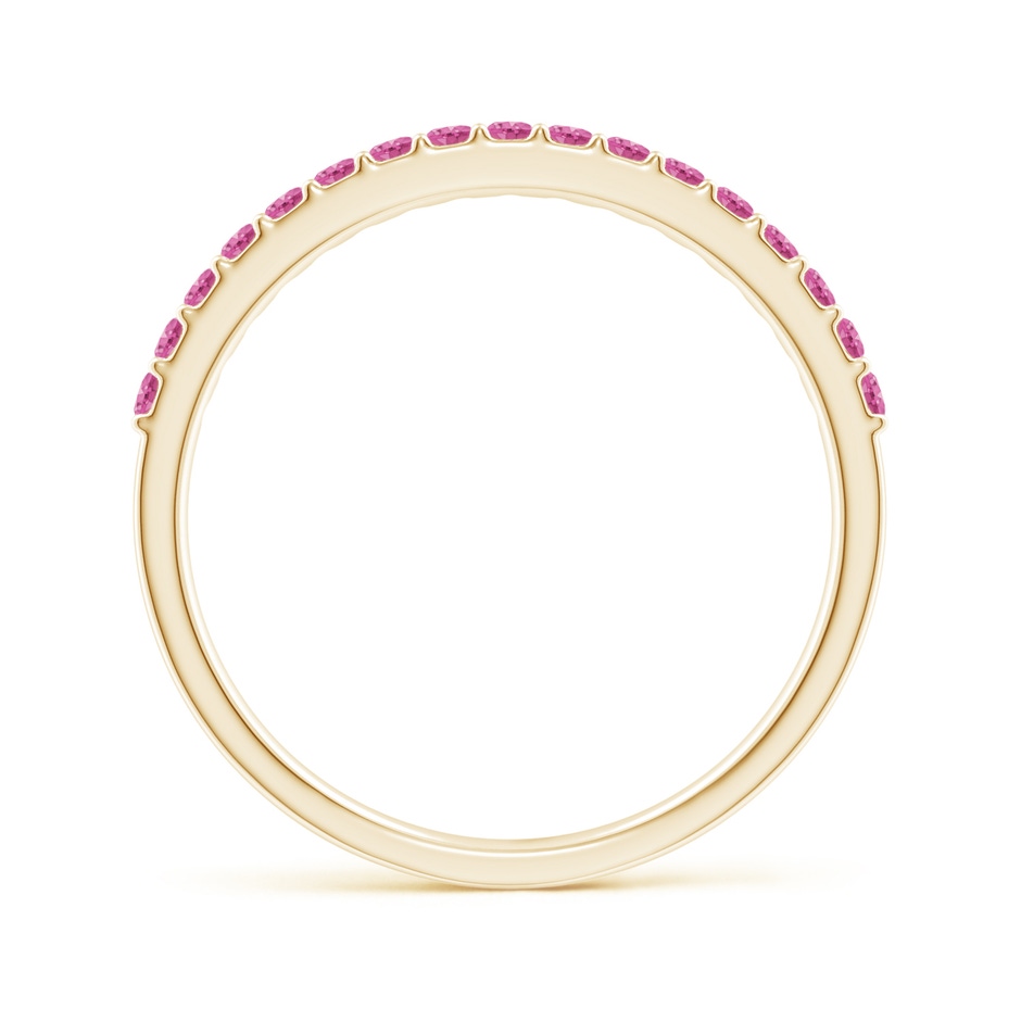 1.5mm AAA Prong Set Half Eternity Round Pink Sapphire Wedding Band in Yellow Gold side-1