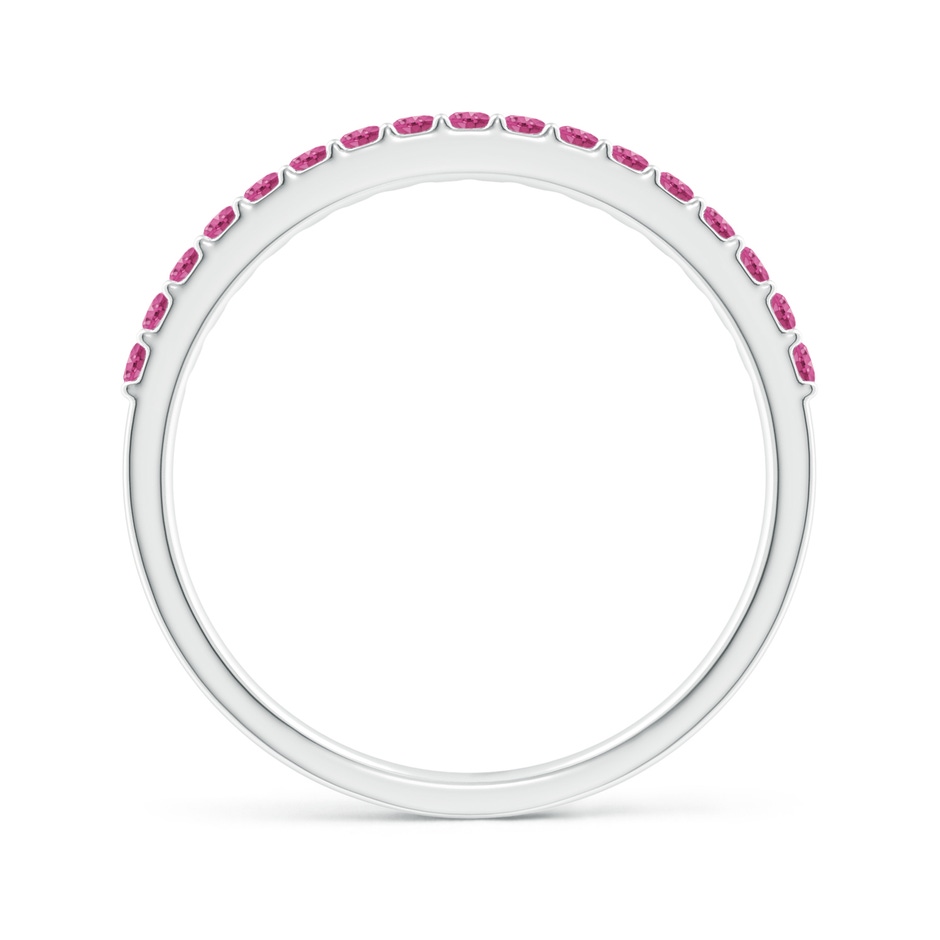 1.5mm AAAA Prong Set Half Eternity Round Pink Sapphire Wedding Band in P950 Platinum side-1