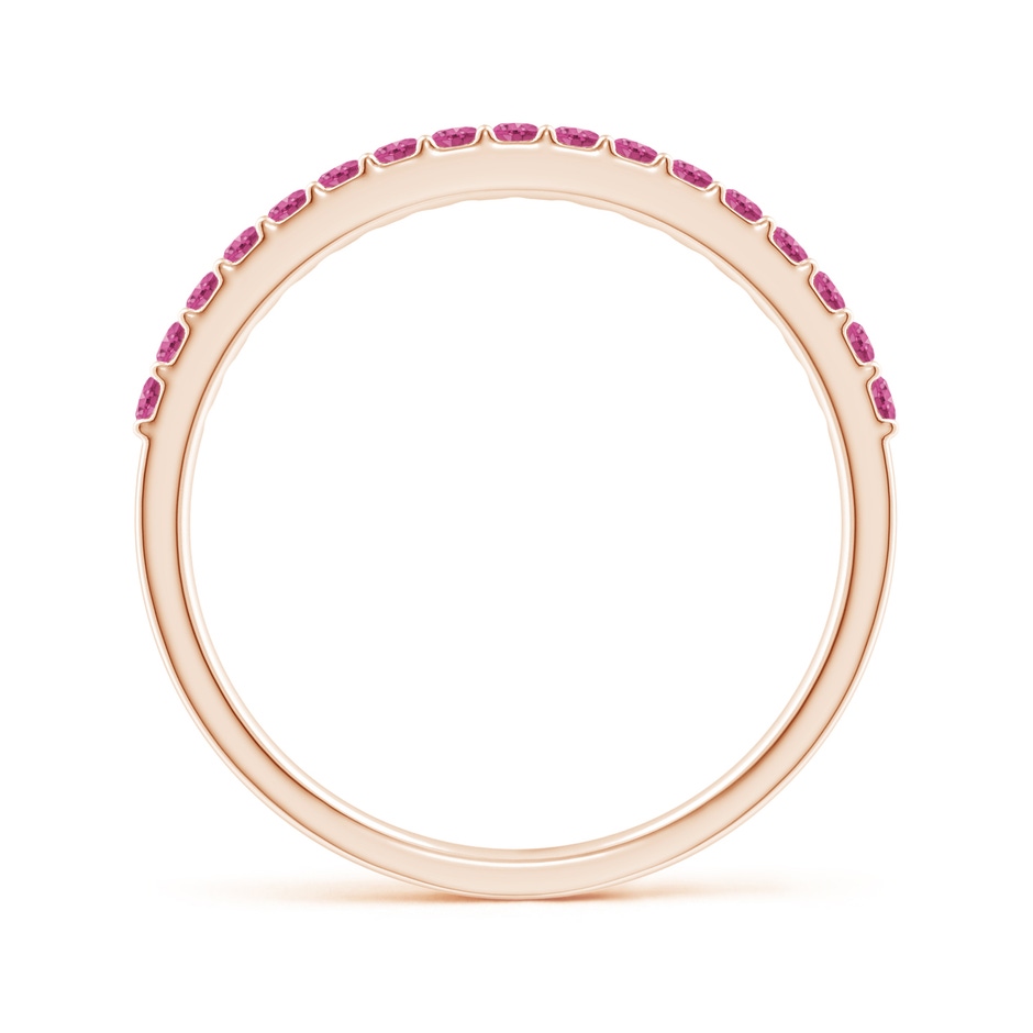 1.5mm AAAA Prong Set Half Eternity Round Pink Sapphire Wedding Band in Rose Gold side-1