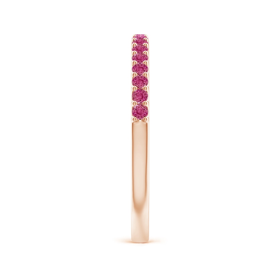 1.5mm AAAA Prong Set Half Eternity Round Pink Sapphire Wedding Band in Rose Gold side-2