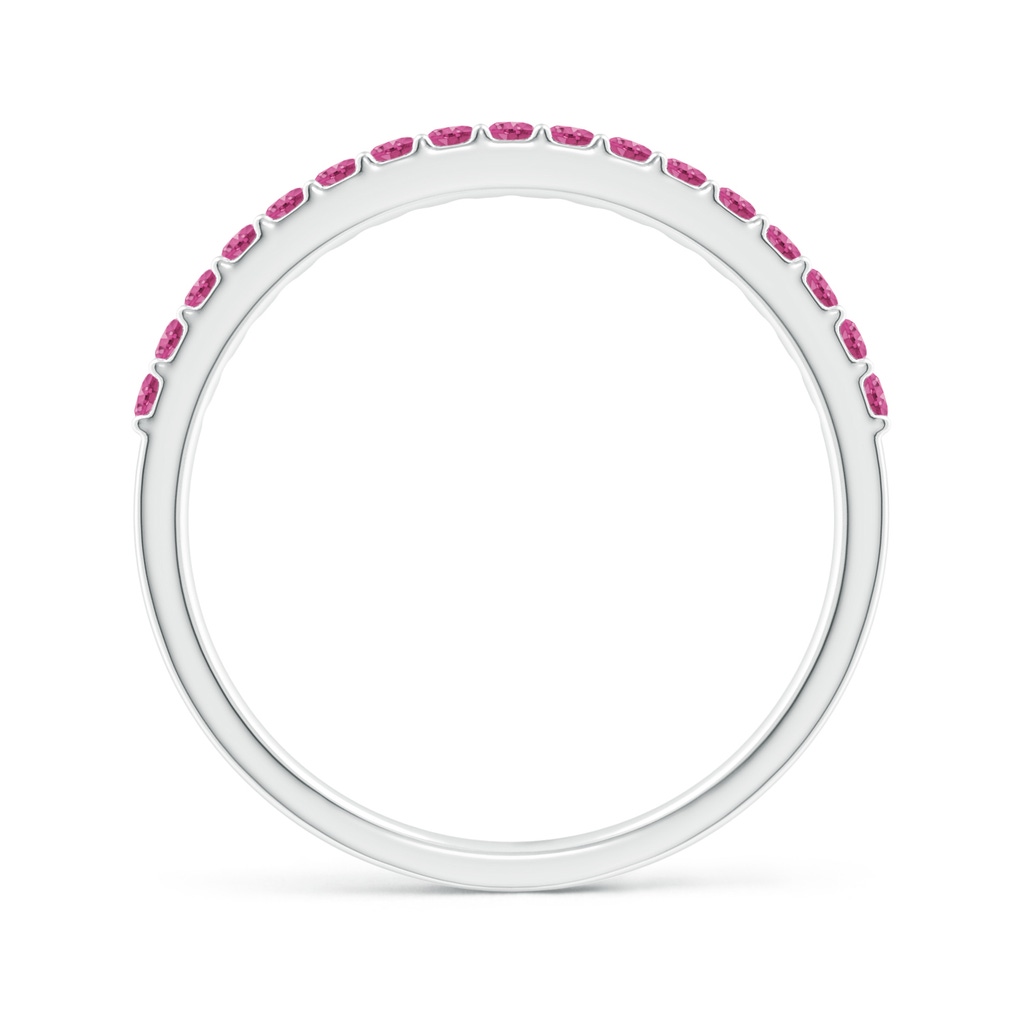 1.5mm AAAA Prong Set Half Eternity Round Pink Sapphire Wedding Band in White Gold Side-1