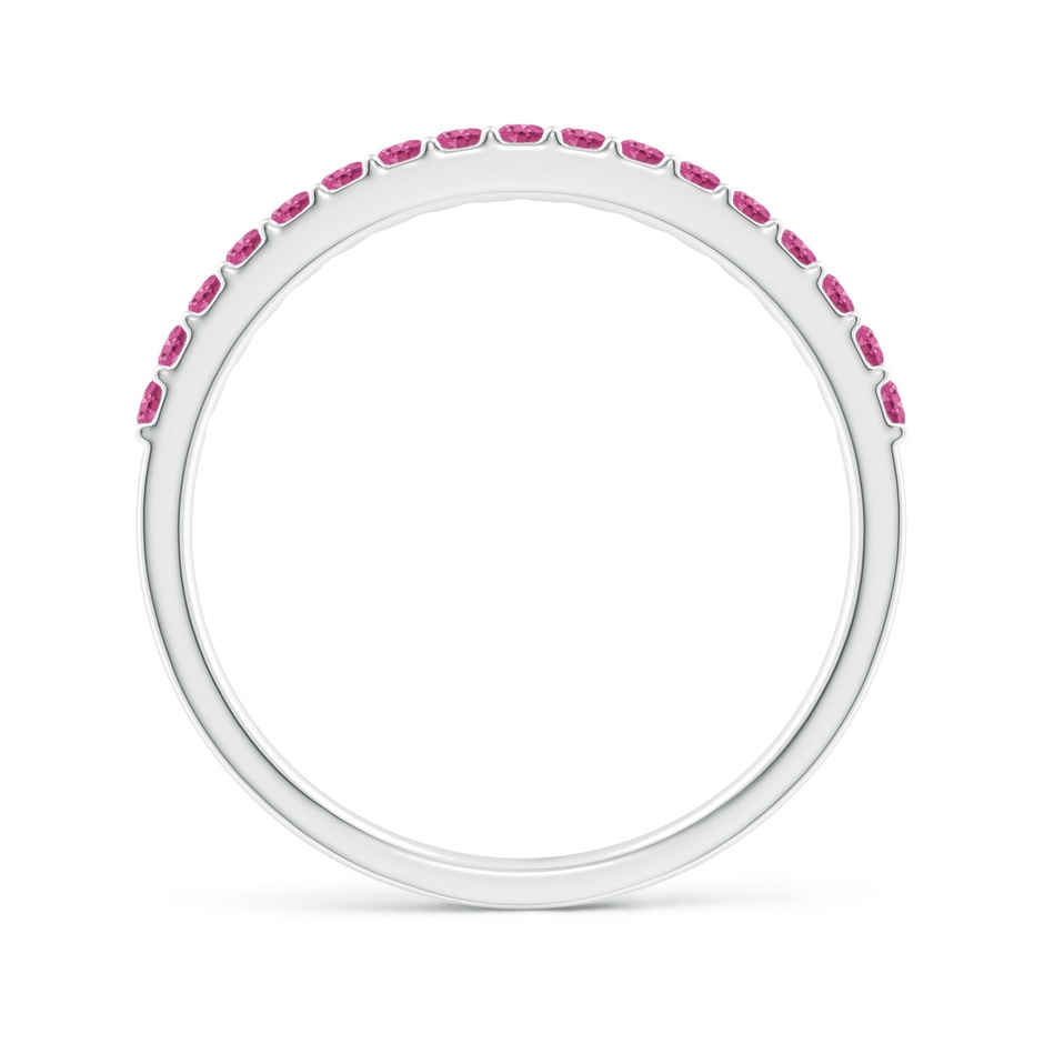 1.5mm AAAA Prong Set Half Eternity Round Pink Sapphire Wedding Band in White Gold side-1