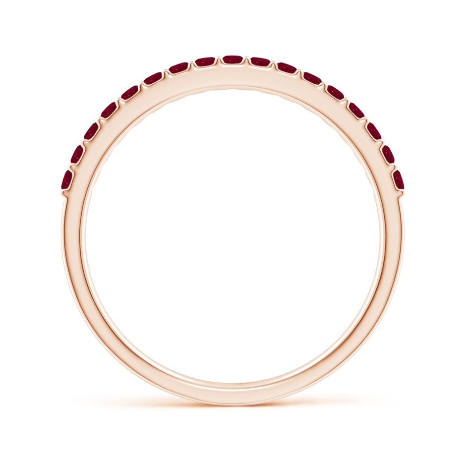 1.5mm A Prong Set Half Eternity Round Ruby Wedding Band in Rose Gold side-1