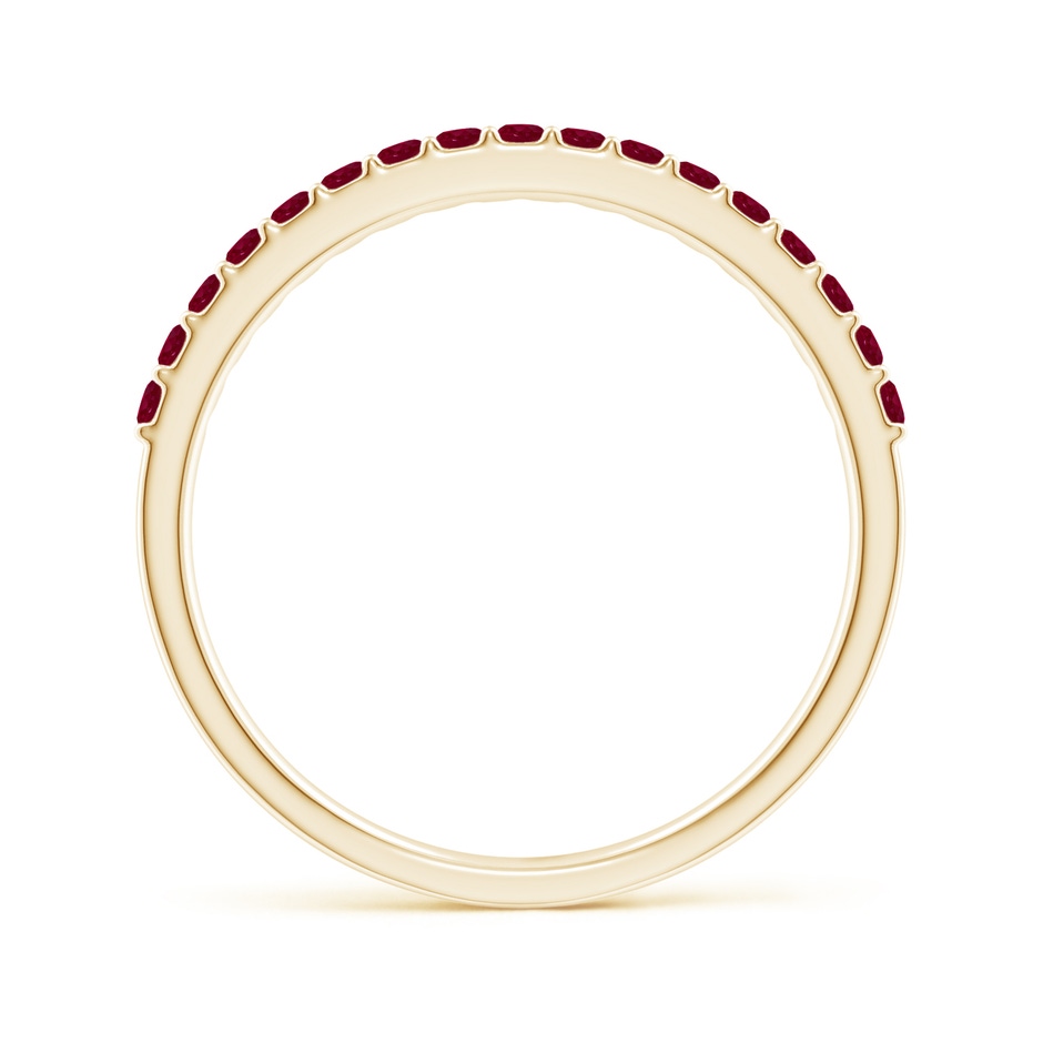 1.5mm A Prong Set Half Eternity Round Ruby Wedding Band in Yellow Gold side-1