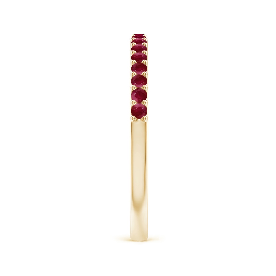 1.5mm A Prong Set Half Eternity Round Ruby Wedding Band in Yellow Gold side-2