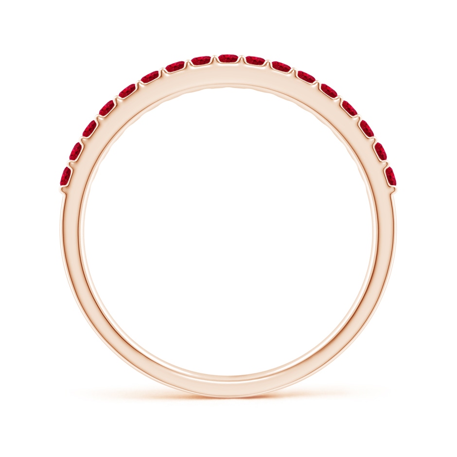1.5mm AAA Prong Set Half Eternity Round Ruby Wedding Band in Rose Gold side-1