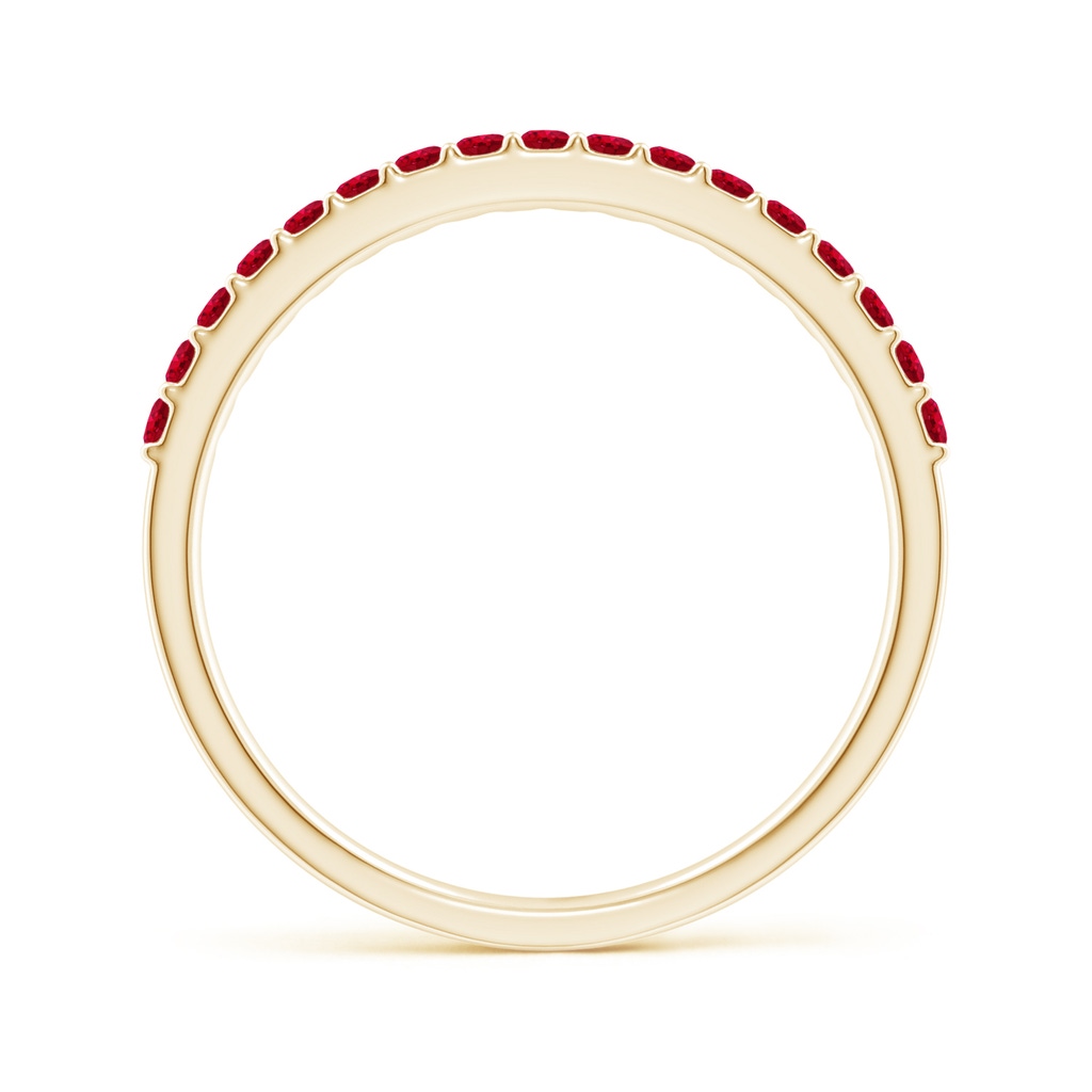 1.5mm AAA Prong Set Half Eternity Round Ruby Wedding Band in Yellow Gold - side_1