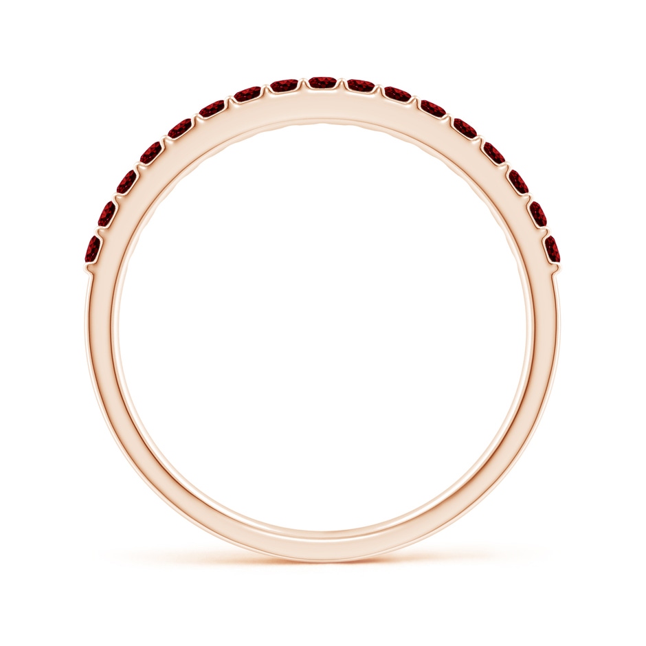 1.5mm AAAA Prong Set Half Eternity Round Ruby Wedding Band in Rose Gold side-1