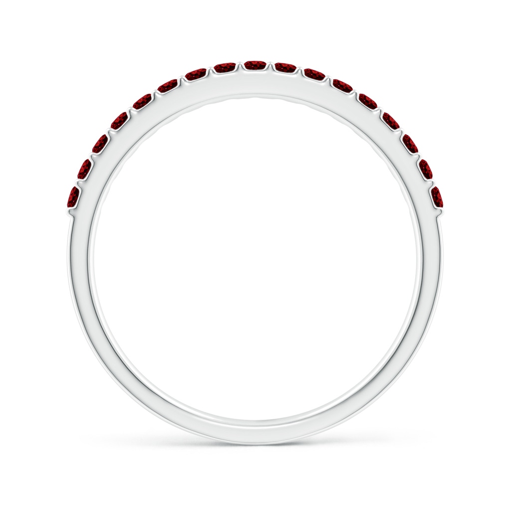 1.5mm AAAA Prong Set Half Eternity Round Ruby Wedding Band in White Gold Side-1