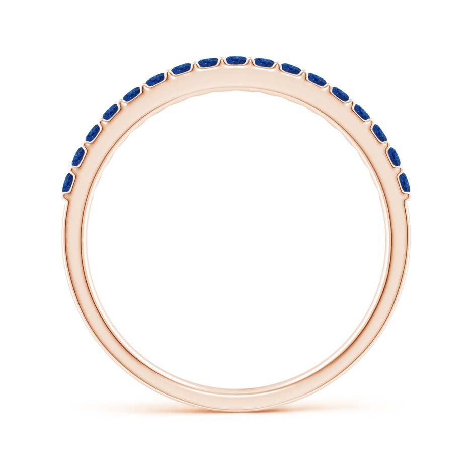 1.5mm AAA Prong Set Half Eternity Round Blue Sapphire Wedding Band in Rose Gold side-1