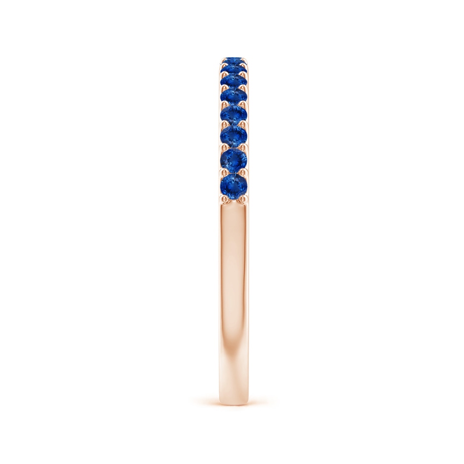 1.5mm AAA Prong Set Half Eternity Round Blue Sapphire Wedding Band in Rose Gold side-2