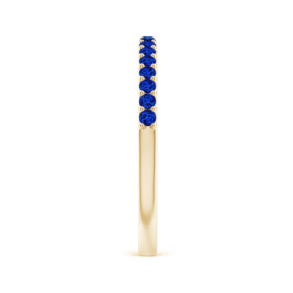 1.5mm AAAA Prong Set Half Eternity Round Blue Sapphire Wedding Band in Yellow Gold side-2