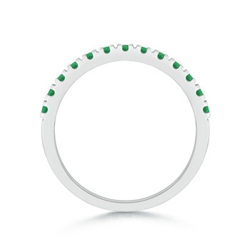 2mm A Unique Prong Emerald Half Eternity Wedding Band in White Gold side-1